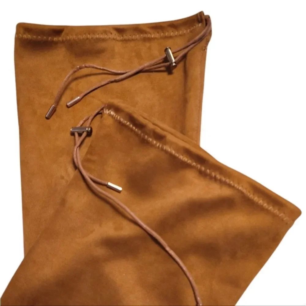 Nature Breeze Tan Vegan Suede Side Zip Boho Thigh High Boots SZ‎ 8 Festival